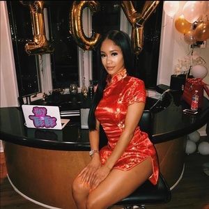 Oriental Cheongsam Print Mini Dress size 5